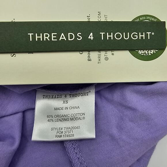 Threads 4 Thought Womans size XS Purple Short Sleeve Crossover Back T-shirt NEW - Picture 6 of 7